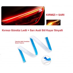 Far Kaşı Gündüz Ledi Audi Stil Kayar Sinyalli Flexible Neon Led Kırmızı-Sarı 60cm